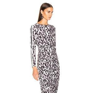 Norma Kamali Side Stripe Long Sleeve Shirred Dress